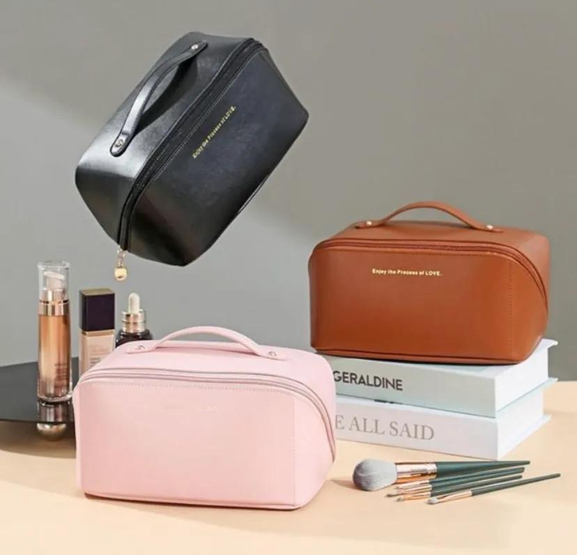 Sac cosmétique de voyage en cuir PU portable